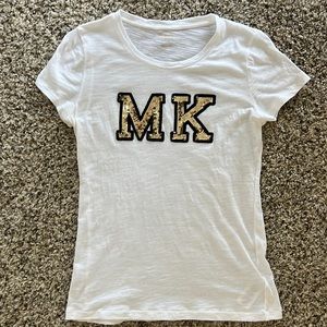 Michael Kors short-sleeved white t-shirt with sequin logo, size S